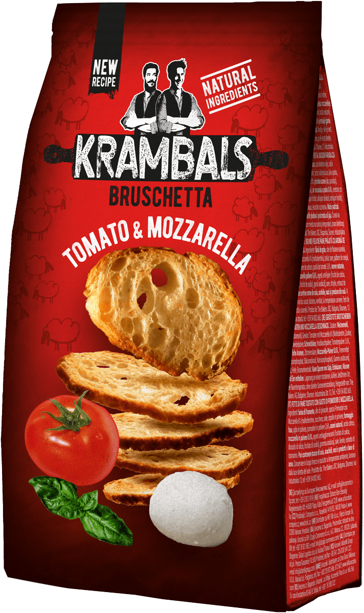 Krambals Bruschetta paahdetut leipäviipaleet tomaatti & mozzarella 70g